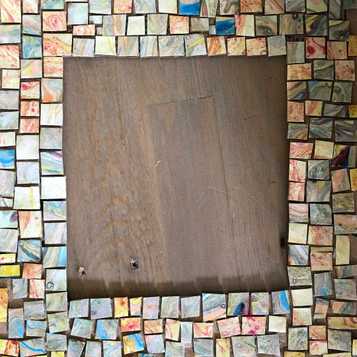 Mosaic frame using cardboard and marbled paper