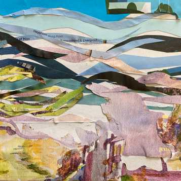Landscape collage using cut magazine paper