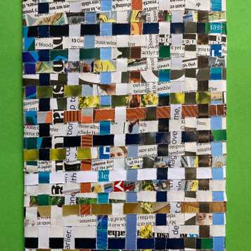 Weaving using shredded magazine paper