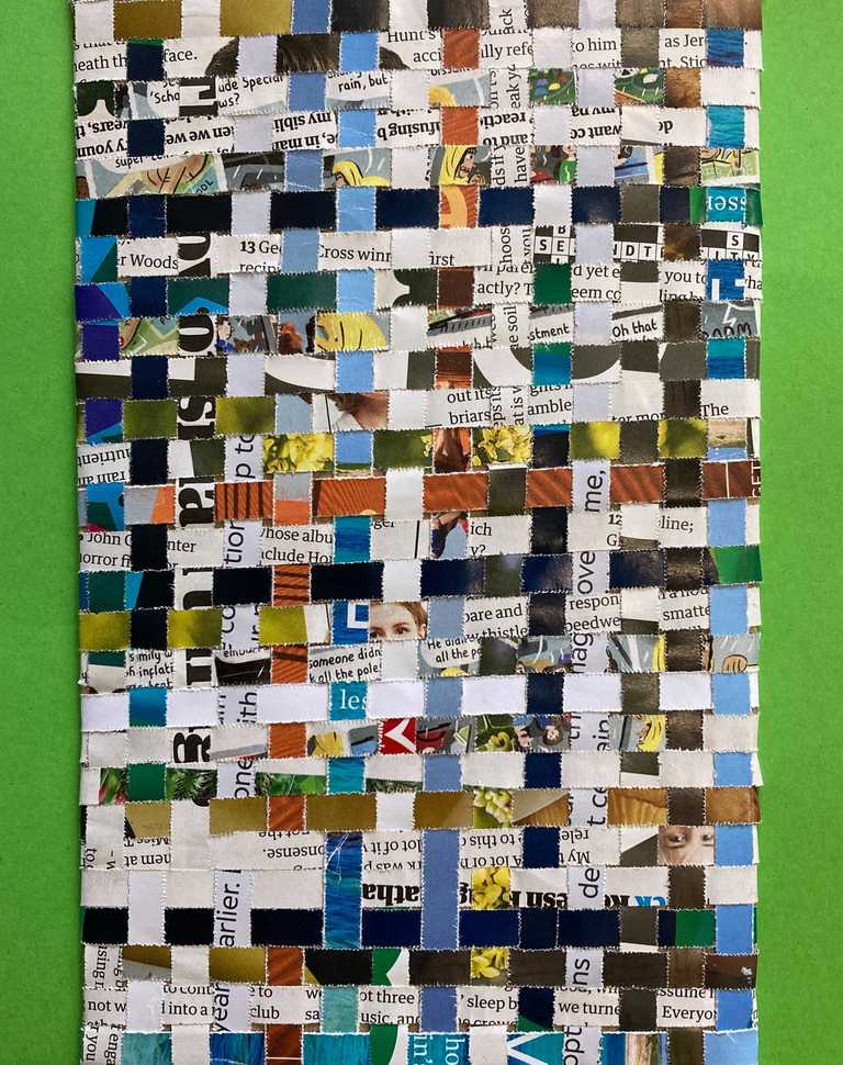 Weaving using shredded magazine paper