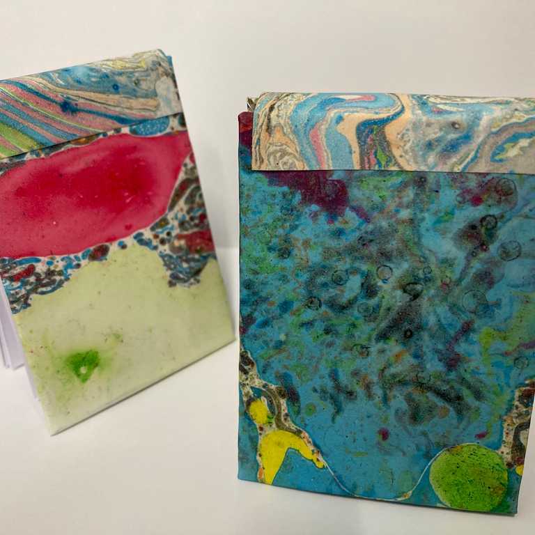 Marble paper constructed notebooks