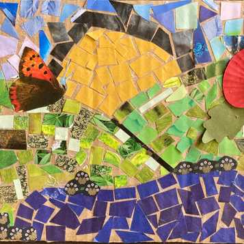 Landscape collage using magazine paper